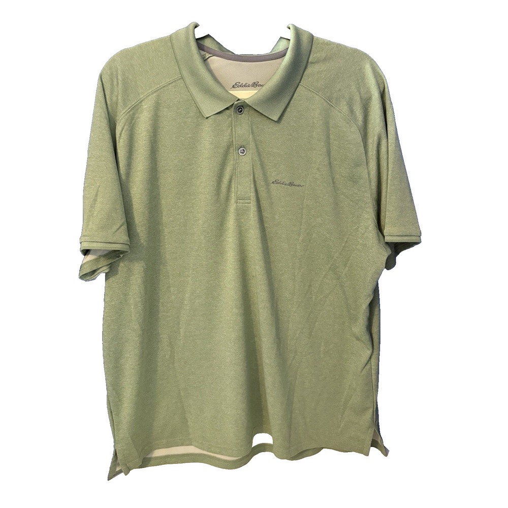 Eddie Bauer Polo Shirt Men's‎ XL Spruce Green Short Sleeve Performance Casual